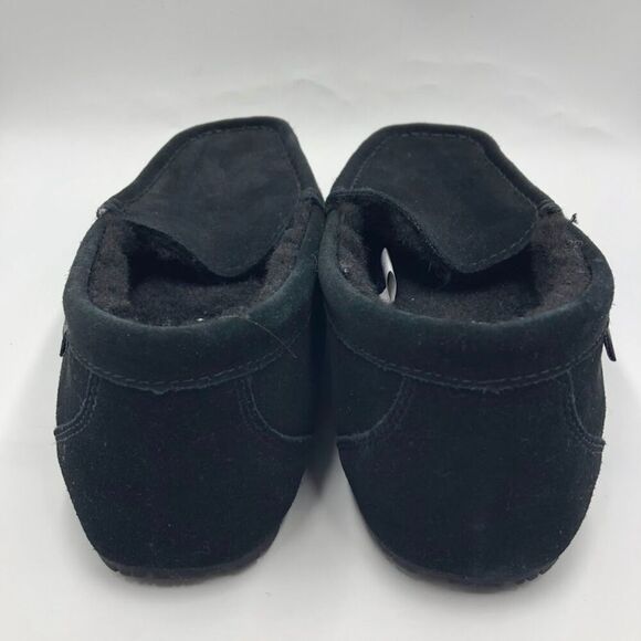 PAWZ by Bearpaw Men's Black Leather Slip On House Slippers US 10 Faux Fur Inside - Picture 9 of 13